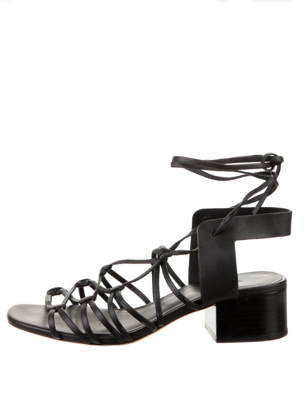 Vince Black Strappy Lace-Up Block Heel Sandals Size 5